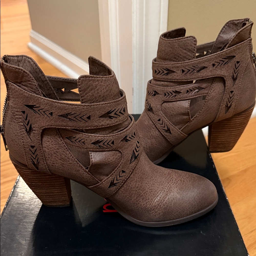 Not Rated Brown Cutout Ankle Booties